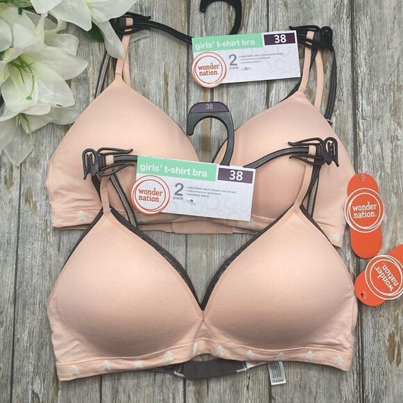 Girls Seamless T-Shirt Bras Molded Cup 2, 2-Packs Size 38 - Picture 1 of 5